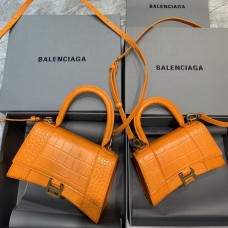 Balenciag Crocodile Pattern Hourglass Bag In Orange