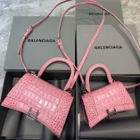 Balenciag Crocodile Pattern Hourglass Bag In Pink