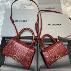 Balenciag Crocodile Pattern Hourglass Bag In Red