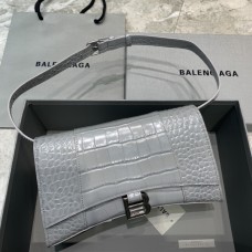 Balenciag Hourglass Crocodile Print Multibelt Handbag In Grey