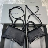 Balenciag Pebbled Hourglass Bag In Black