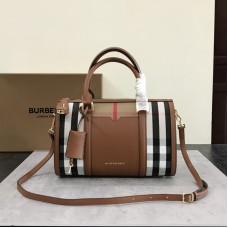 Burberry Sartorial House Check Bowling Bag Medium Coffee