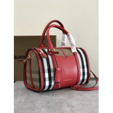 Burberry Sartorial House Check Bowling Bag Medium Red