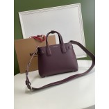 Burberry Banner Small Vintage Check Tote Bag/wine red