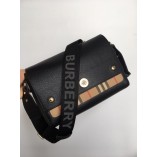 Burberry Leather and Vintage Check Note Crossbody Bag Black