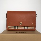 Burberry Leather and Vintage Check Note Crossbody Bag Brown