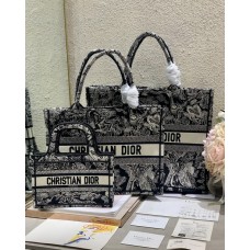 Dior Book Tote Black Toile de Jouy Reverse Embroidery