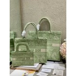 Dior Book Tote Green Toile de Jouy Reverse Embroidery