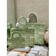 Dior Book Tote Green Toile de Jouy Reverse Embroidery