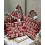 Dior Book Tote Check'n'Dior Embroidery 1286 Red