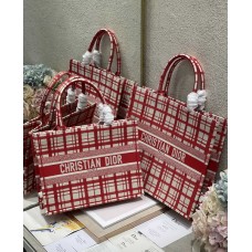 Dior Book Tote Check'n'Dior Embroidery 1286 Red