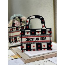 Dior Book Tote D-Chess Heart Embroidery Mini Bag