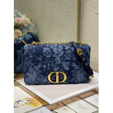 Dior Blue Flowers Cannage Denim Caro Bag