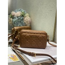 Dior Caro Double Pouch Brown Supple Cannage Calfskin