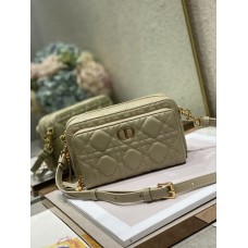 Dior Caro Double Pouch Khaki Supple Cannage Calfskin