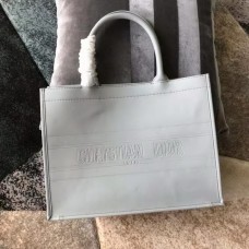 Christian Dior Calfskin Embossed Small Book Tote Grey