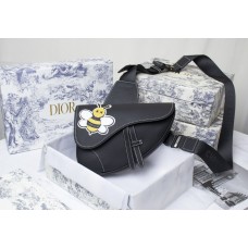 Dior Homme Saddle Bag Black with Embroidery Bee