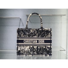 Dior Book Tote Embroidery Bag Black Tree