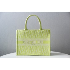 Dior Book Tote Embroidery Bag Grass Green