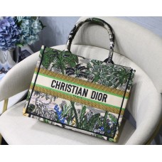 Dior Book Tote Embroidery Bag Green Tree