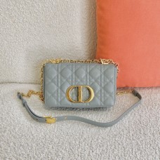 Dior Small Caro Bag Soft Cannage Calfskin In Grey