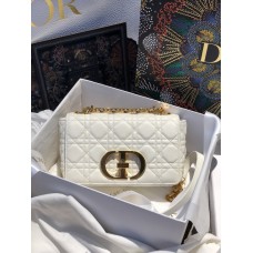 Dior Small Caro Bag Soft Cannage Calfskin In White