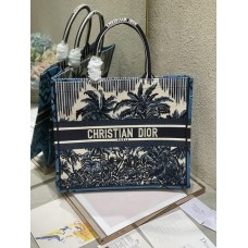 Dior Book Tote Blue Dior Palms Embroidery