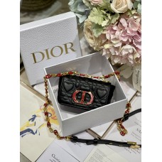 Dior Mini Dioramour Caro Bag Heart pattern calfskin Black