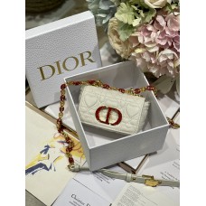 Dior Mini Dioramour Caro Bag Heart pattern calfskin White