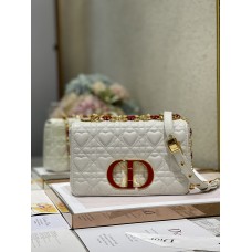 Dior Small Dioramour Caro Bag Heart pattern calfskin White