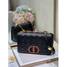 Dior Medium Dioramour Caro Bag Heart pattern calfskin Black