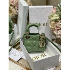 Dior Micro Lady Dior Bag Rose Des Vents Cannage Lambskin Green 0856