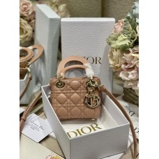 Dior Micro Lady Dior Bag Rose Des Vents Cannage Lambskin Pink 0856