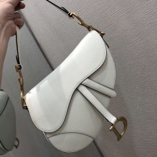 Dior Oblique Saddle Bag Leather White