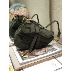 Dior Oblique Saddle Bag Tassels Dark Green