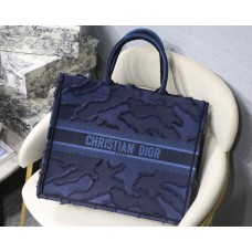 Dior  Book Tote in Blue Camouflage Embroidered Canvas