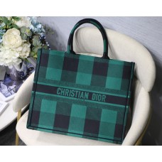 Dior Book Tote Bag In Green And Black Check Bag