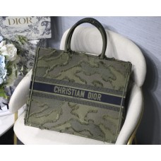 Dior  Book Tote in Dark Gray Camouflage Embroidered Canvas