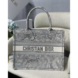 Dior Book Tote Toile de Jouy Reverse Embroidery Gray