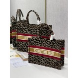 Dior Book Tote Velvet Coffee Leopard