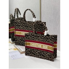 Dior Book Tote Velvet Coffee Leopard