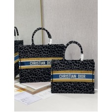 Dior Book Tote Velvet Gray Leopard