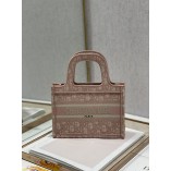 Dior Mini Book Tote Rose Des Vents Dior Oblique Embroidery