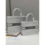 Dior Book Tote Velvet White Rhombus