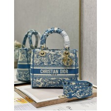 Dior Medium Lady D-Lite Bag Light Blue Tiger