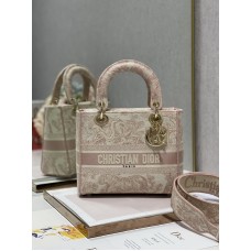 Dior Medium Lady D-Lite Bag Rose Des Vents Toile de Jouy Embroidery