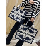 Dior Book Tote Blue and White Cornely-Effect Embroidery