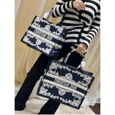 Dior Book Tote Blue and White Cornely-Effect Embroidery