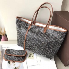 Goyard Saint Louis MM Tote Bag Coffee with brown trip