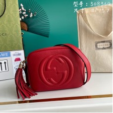 Gucci Soho Disco Shoulder Bag 308364 Leather In Red